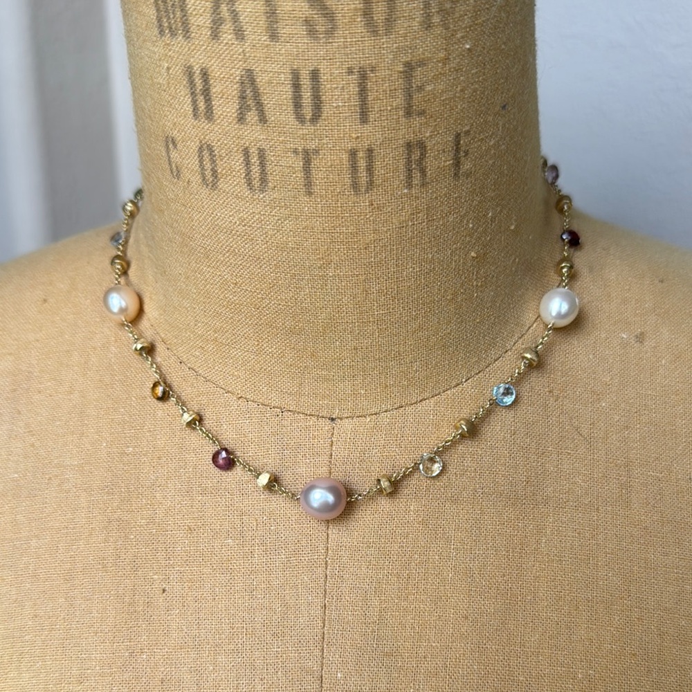 Marco Bicego 18K Yellow Gold Single-Strand Gemstone Necklace W/Freshwater Pearls